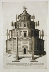 O Mausoléu de Augusto e sua família em Roma, gravada por Antoine Lafrery (1512-1577) 1575